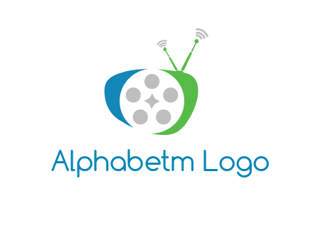film reel incorporated with abstract television logo