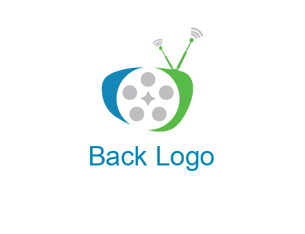film reel incorporated with abstract television logo