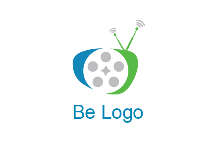 film reel incorporated with abstract television logo