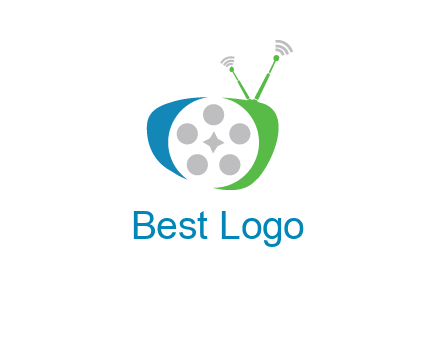 film reel incorporated with abstract television logo