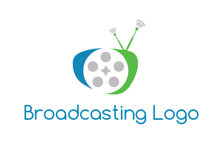 film reel incorporated with abstract television logo