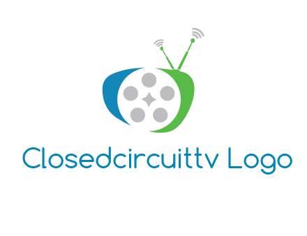 film reel incorporated with abstract television logo