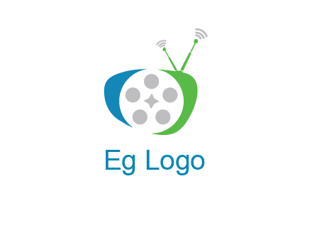 film reel incorporated with abstract television logo
