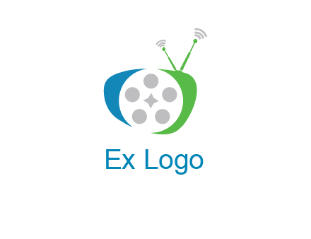 film reel incorporated with abstract television logo