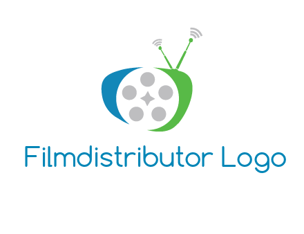 film reel incorporated with abstract television logo