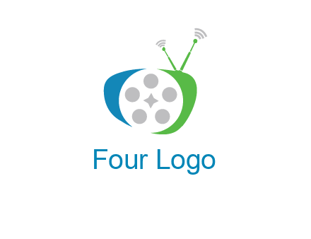 film reel incorporated with abstract television logo