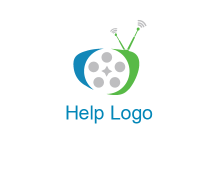 film reel incorporated with abstract television logo
