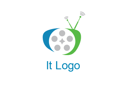 film reel incorporated with abstract television logo