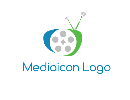 film reel incorporated with abstract television logo