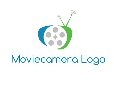 film reel incorporated with abstract television logo