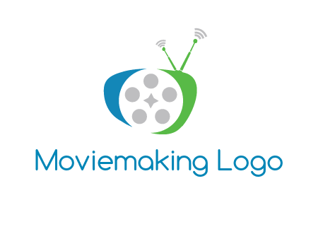 film reel incorporated with abstract television logo