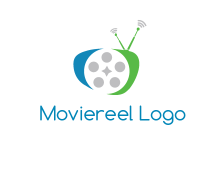 film reel incorporated with abstract television logo