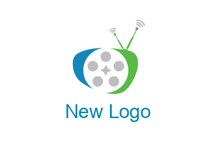 film reel incorporated with abstract television logo