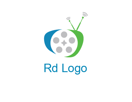 film reel incorporated with abstract television logo