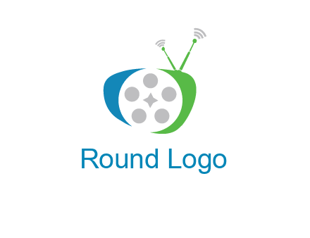 film reel incorporated with abstract television logo