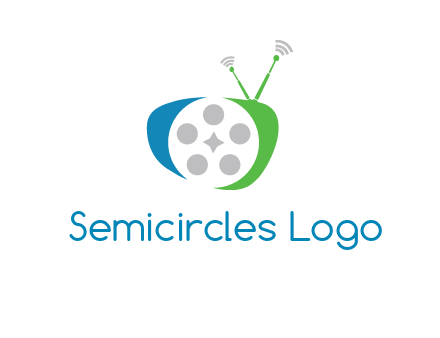 film reel incorporated with abstract television logo
