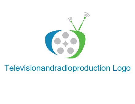film reel incorporated with abstract television logo