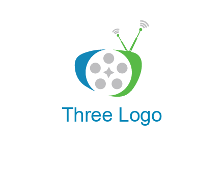 film reel incorporated with abstract television logo