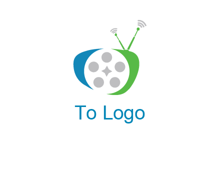 film reel incorporated with abstract television logo