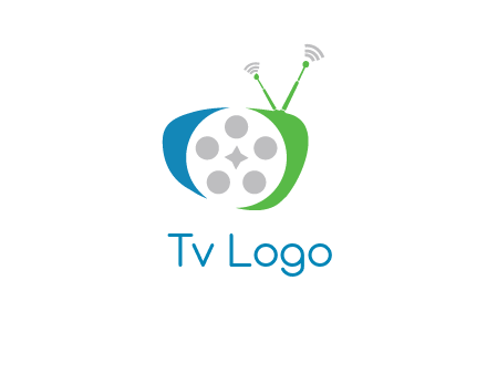 film reel incorporated with abstract television logo