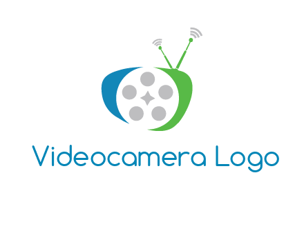 film reel incorporated with abstract television logo