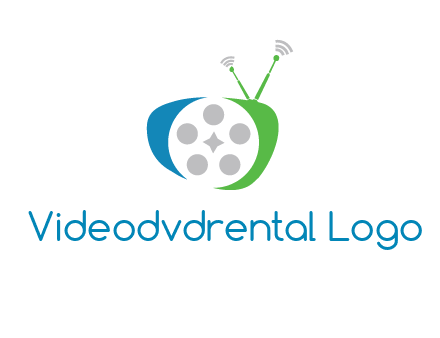 film reel incorporated with abstract television logo