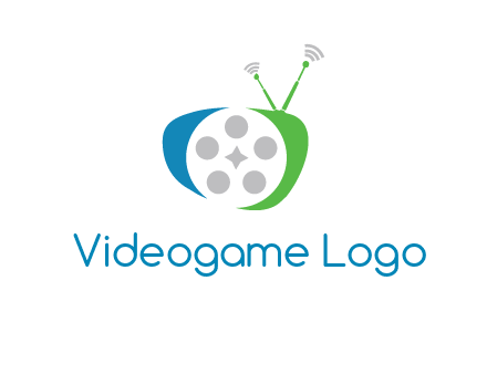 film reel incorporated with abstract television logo
