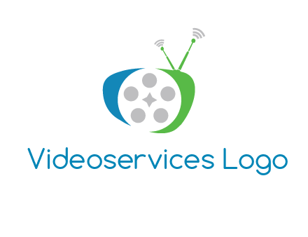 film reel incorporated with abstract television logo