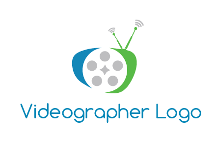 film reel incorporated with abstract television logo