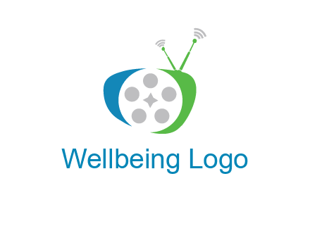 film reel incorporated with abstract television logo