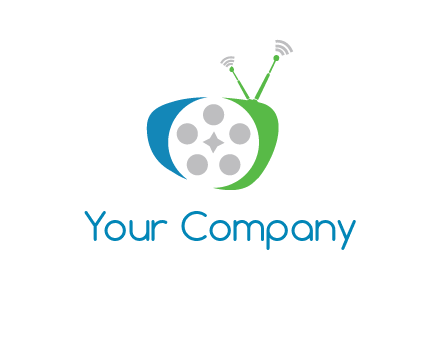 film reel incorporated with abstract television logo