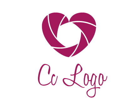 shutter in heart shape photography logo