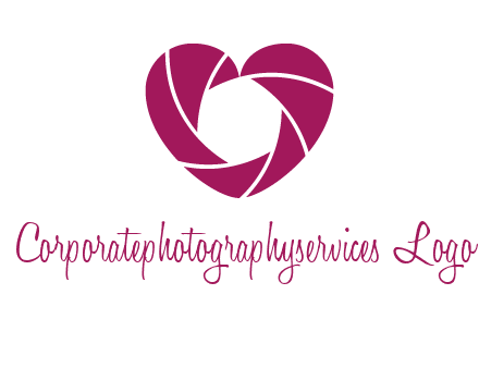 shutter in heart shape photography logo