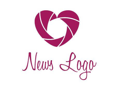 shutter in heart shape photography logo