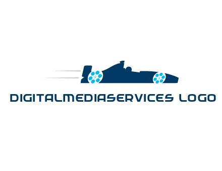 film reel incorporated with racing car logo