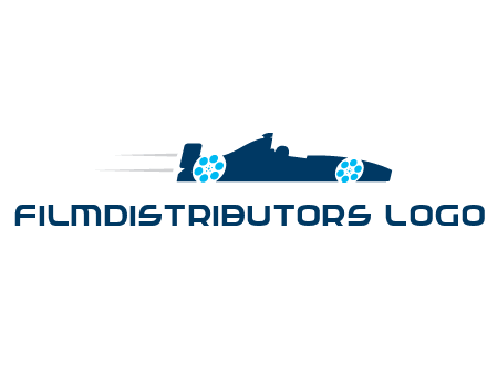 film reel incorporated with racing car logo