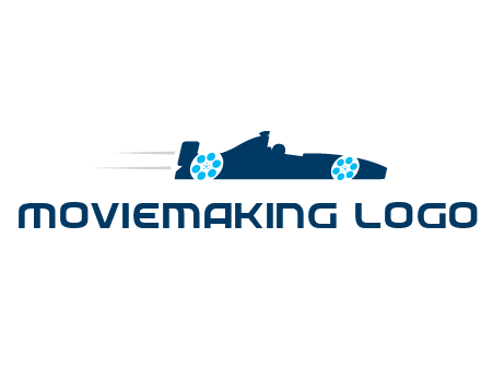 film reel incorporated with racing car logo