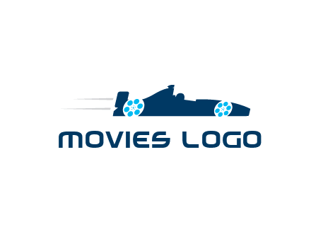 film reel incorporated with racing car logo