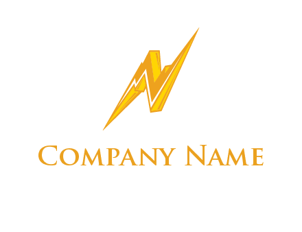 letter N made of thunder icon logo