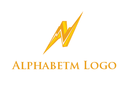 letter N made of thunder icon logo