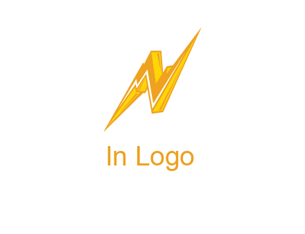letter N made of thunder icon logo