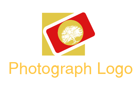 tree in abstract camera and square photography logo