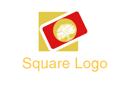 tree in abstract camera and square photography logo