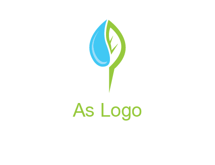 letter P made of water drop and leaf logo