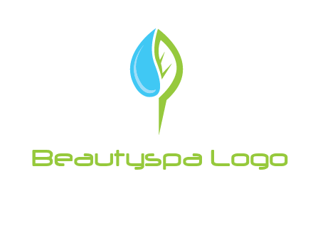 letter P made of water drop and leaf logo