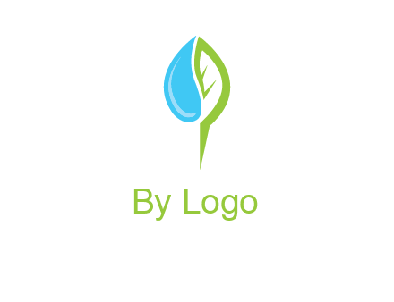 letter P made of water drop and leaf logo