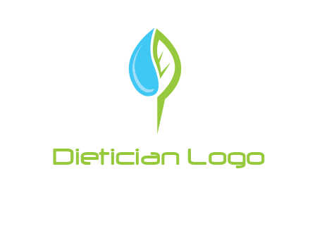 letter P made of water drop and leaf logo