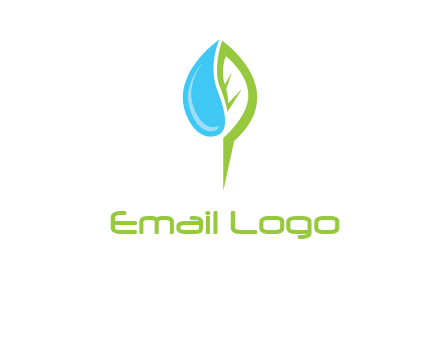letter P made of water drop and leaf logo