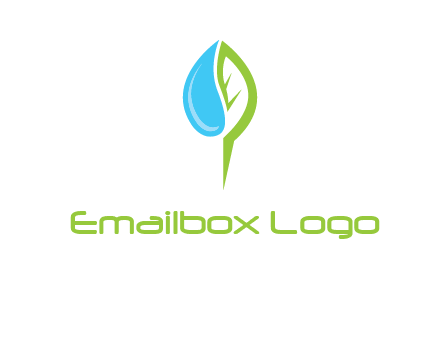 letter P made of water drop and leaf logo