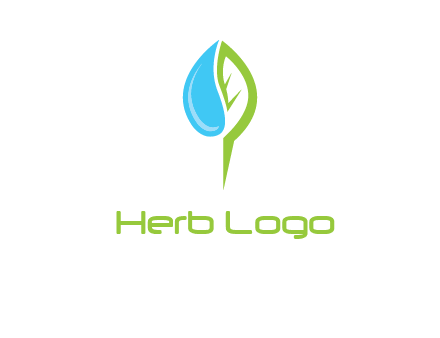 letter P made of water drop and leaf logo